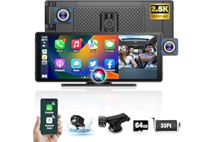 JANSITE 【Tiempo Limitado】 Pantalla Carplay Android Auto Coche con 180° 2,5K Cámara 10,26 Pulagadas Pantalla Carplay Coche Portable Driveplay con Bluetooth Mirror Link Tarjeta TF de 64G