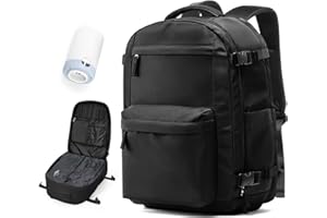 BOXSAM Zaino Sottovuoto Bagaglio a Mano Aereo Borsa con Sistema a Vuoto Airbag Viaggio Zaino Ryanair 40x30x25 Zaino Donna da Viaggio Sottovuoto con Pompa Impermeabile Uomo Valigia Sottovuoto. Nero