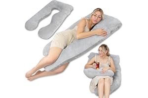 ‎TOTSY BABY Totsy Baby Schwangerschaftskissen stillkissen XXL seitenschläferkissen Pregnancy Pillow groß komfortkissen u Form lagerungskissen schlafkissen abnehmbarem bezug seitenschläfer 135 cm Dunkelgrau