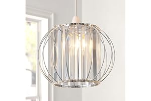 HARPER LIVING Easy Fit Pendant Shade, Chrome Ceiling Light Shade with Diameter 27cm - Modern Lampshade for Bedroom, Kitchen, Living Room