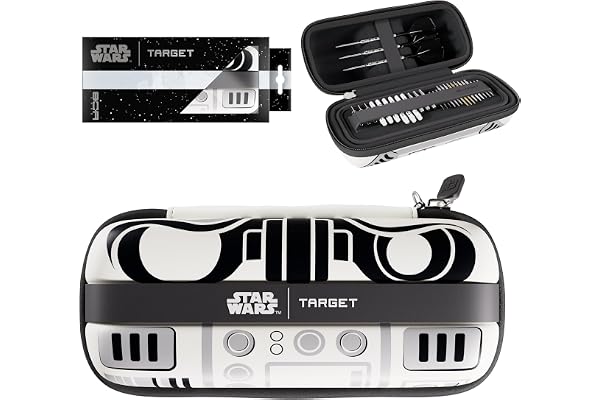 Target Darts Star Wars Stormtrooper BOA Portefeuille | Storm Trooper Étui à Fléchettes Haut de Gamme avec Motif Impérial, Rangement pour Pointes Swiss Point, Coque Extérieure Rigide Support Organisé