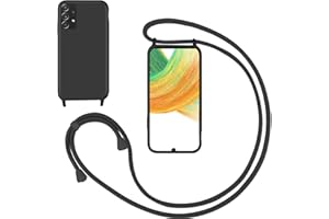 GoodcAcy Handykette Handyhülle für Samsung Galaxy A33,Smartphone Necklace Hülle mit Band Schutzhülle mit Kette zum umhängen Halskette Flüssig Silikon Case für Samsung Galaxy A33,Schwarz