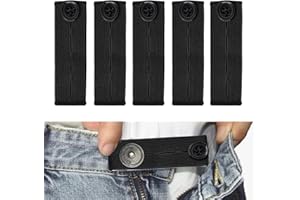 SHENLONG 5PCS Adjustable Waist Extender,Button Extender for Jeans,Elastic Waist Extenders,Elastic Button Extender Pants Waist Extension for Trousers Jeans Pants Slacks Pregnant Trousers(black)
