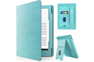 MMK Custodia Kindle 6 Pollici(11th Generazione 2024/2022), Auto Sleep/Wake, Premium in Pelle PU Protettiva Verticale Supporto Cover, con Slot per Schede e Cinturino, Lago Blu