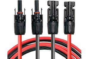 QILUCKY Profesjonalny kabel połączeniowy, przedłużacz (6 mm²/4 mm²), kabel solarny z zamontowaną wtyczką solarną po obu stronach, czerwone i czarne linie (6 mm²/5 m)