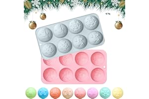 JAMSSOW 2 moldes de silicona con forma de bola, forma de semiesfera, para Navidad, con 8 agujeros, para chocolate, pasteles, gelatina, mousse de cúpula, bricolaje (diámetro de 5 cm)