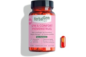 HERBALGEM - GEMMOCAPS SPM & Confort Prémenstruel – Complément Sans Hormones – Soulage Inconforts & Équilibre Humeur - 30 Capsules Bio
