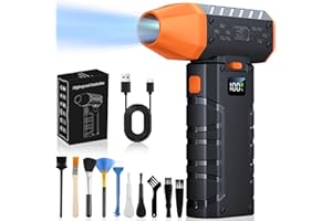 LADYSONS Compressed Air Duster, 130000RPM Cordless Electric Air Duster, Portable Air Dust Blower Mini Powerful Jet Dry Blower 100 Adjustable Speed Levels, LED-Light, Rechargeable for PC, Keyboard, Car Cleaning