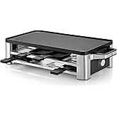 WMF Lono Raclette Grill mit Pfännchen und Schiebern, Raclette 8 Personen, 1500 W, edelstahl matt