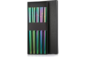 HAOSELL 5 Pares de Palillos de Acero Inoxidable con arcoíris, Palillos metálicos de Acero Inoxidable de Calidad Metal Palillos Comer Espacio Acero Inoxidable Palillos Chopsticks Palillos de Acero Inoxidable