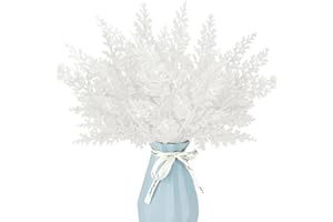 KKSTY Hojas de Navidad con purpurina, 16 piezas artificiales para árbol de Navidad, corona, centro de mesa, ramo floral, decoración del hogar (blanco)