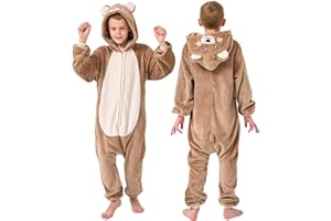 YLLSOPHAN Boys Onesie Pyjamas Fleece Girls Bear Lion Panda Bunny Gorilla Crocodile Winter Jumpsuit Sleepsuit Unisex Animal HoodieExtra Large