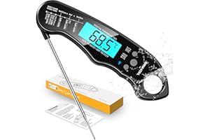 TechRise Cooking Thermometer, Digital Meat Thermometer, Kitchen Thermometer, Fast Instant Food Temperature Probe with Blacklight LCD Screen (Black)