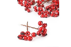 HUIANER 30PCS Artificial Berries Fake Berry Artificial Fruits for Wedding DIY Bridal Bouquet Home Kitchen Party Decoration (Red)