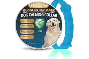 WEALLIN Collare Calmante per Cani, Si Illumina al Buio Anti-Ansia Collare Calmo per Cani, Regolabili e Impermeabile 60 Giorni Collare Calmante per Cuccioli Cani di Grossa Taglia(1pz, Blu