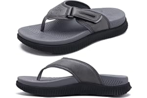 KuaiLu Herren Flip Flops Männer Recovery Walking Sandalen Einstellbar Orthotic Dickes Athletisch Kissen Sport Slides für Mann, Wasserdicht & Leichte, Weich Komfort Fit & Arch Support