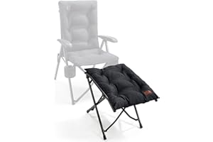 EVER ADVANCED Folding Camping Footrest, Ergonomical Ottomans for Living Room, Collapsible Garden Footstool, Lightweight Leg Rest with Carry Bag for Bedroom, Garden, Black