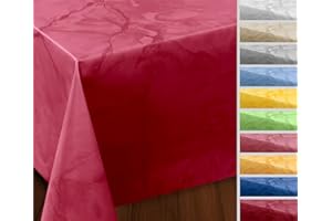 ‎BEAUTEX Wachstuchtischdecke abwischbar, OVAL RUND ECKIG, fleckenabweisende Gartentischdecke Marmorstein, zuschneidbare Wachstuch Tischdecke (Eckig 140x180 cm, Rot)