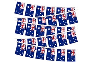 Jc.upin 8M Australian Flag Bunting,25 Pcs Small Australia Flag,PVC Bunting Banner Australia Day Party Decoration for Indoor Outdoor Sporting Events, Street Parties,Festivals and Celebration