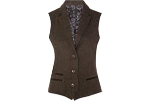 TruClothing Womens Tweed Herringbone Waistcoat Wool 1920s Formal Vintage Tailored Vest