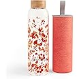 Waterdrop® Glass Water Bottle | 600ml Bottle | With Neoprene Cover | Dishwasher Safe | Waterproof, Reusable, BPA Free