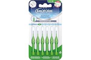 Scovolino Interdentale Emoform Verde 6 Pz. con Tecnologia SoftCare per un Contatto Extra Delicato sulle Gengive grazie alle Setole Morbide - Impugnatura Antiscivolo con Cappuccio per l'igiene Orale