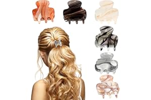 HDHGXUJRD haarklammer 6 stück kleine Haarklammern für damen mittleres und dünnes haar, rutschfeste klaue haarspangen schildpatt zelluloseacetat-haarklammern für frauen mädchen