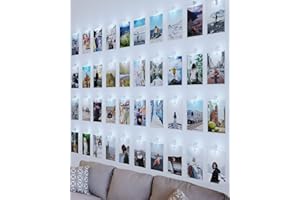 litogo Guirlande Photo, Guirlande Lumineuse Chambre 10M 100LED Guirlande Led Photo Batterie Alimenté Porte photos Avec 60 Photo Clips Decoration Interieur Chambre pour Accroche Photo - Blanc Froid