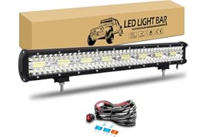 RIGIDON 59cm 480W Barre de led 4x4 avec 12V Faisceau de câblage kit, longue portée barre lumineuse led pour Offroad Véhicules Voiture camions SUV ATV, 6000K feu antibrouillard