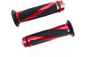 SFONIA 2pcs Poignées de Guidon Poignée Moto 22MM 7/8" en Caoutchouc Anti-dérapant Universel pour Moto Scooter Quad Cruiser Off Road (Rouge)