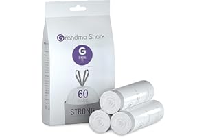GRANDMA SHARK 30L UP TO 35L Bin Bags Liners Drawstring Trash Bag, Handle Waste Bags, 60 Garbage Bag, Super Strong, Anti-drip Unscented, 64 × 58 cm