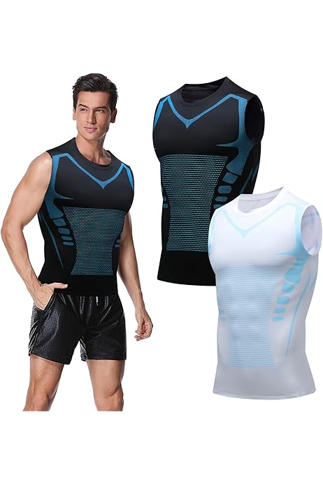Ionic Shaping Vest, 2023 Nouvelle Version Chemise De Compression Débardeur Shapewear, Débardeur Confortable Et Respirant For Homme (Color : Black X2, Size : S