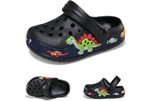 HITOPTEU Kids Clogs Garden Shoes Mules Cute Dinosaur Beach Sandals Summer Lightweight Pool Shower Slippers for Toddler Boys Girls Water Shoes