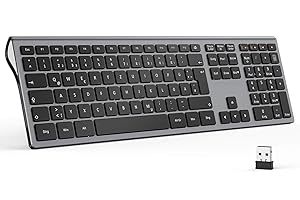 ‎SEENDA seenda Kabellose Tastatur, Leise Funktastatur mit Ziffernblock, 2,4G USB Tastatur kompatibel mit PC, Laptop, und Android TV, QWERTZ Layout (Grau)
