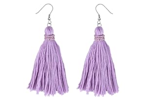 KELITCH Boucles d'oreilles Gland Bohème Boucles d'oreilles Pendantes Argent 925 Fait À La Main Boucle d'oreille Couleur Gland pour Femmes