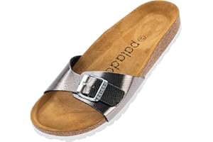Palado Claquettes Femme Malta - Mules Femme élégantes avec lanières réglables - Mules Femmes Confortable avec voûte Plantaire en liège - Mules et Sabots Femme avec Semelle extérieure en Cuir