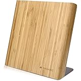 Navaris Bamboo Magnetic Knife Holder - Universal Magnetic Block & Organiser for Knives, Scissors, Kitchen Cutlery - Large Woo