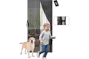 YRH Magnetic Fly Screen Door with Stay-Open Buckle,Heavy Duty Mesh Curtain,Powerful Magnets,Full Frame Magic Tape Curtain No Gap,Lets Fresh Air in,100 × 210 cm
