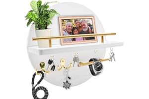 DAAIXC Stile Rustico In Legno Circolare Portachiavi Da Parete, Adatto Come Decorazione Per L'Ingresso Principale, La Camera Da Letto, Il Corridoio, L'Ufficio E La Cucina Porta Chiavi Da Muro Per Casa(Bianco)