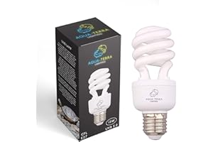 Aqua-Terra Lighting Bombilla UVA UVB tropical 5.0 de 13 W, ideal para acuarios/terrarios con terrapinas, tortugas de caja, ranas, serpientes y pájaros, base de rosca estándar E27, ideal para efecto de