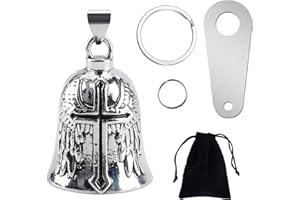 VBGURR Motorcycle Bell Guardian Angel, Good Luck Biker Bell with Bells Hanger 2 Key Chain Rings and Organizer Bag, Guardian Bell for Motorbikes