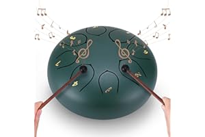 Couleeur Steel Tongue Drum, 6 Pouces 8 Tons Handpan Drum, Mini Tambour à Langue Handpan Instrument, Percussion Steel Drum pour Méditation, Yoga, Performances, Education (vert foncé)