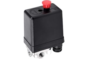 HSEAMALL AC 220V 15A 4 Port Air Compressor Pressure Switch Control Valve Regulator Replacement Parts for Fast Pressure Reduction 90-120 PSI