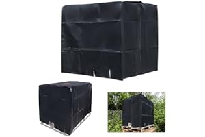 FONDUO IBC Cover 1000L|800L|600L wassertank Abdeckung,UV-Schutz Staubschutz, mit Lochauschnitt, UV-Folie Schutzhülle Schutzplane Schutzhaube Cover, Abdeckung für Wassertank (600L-Schwarz)