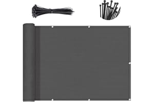 Sunny Guard 3'x10' Dark Grey Balcony Privacy Screen Fence Apartments Railing Cover Heavy Duty Mesh Windscreen for Outdoor,Deck,Backyard,Patio