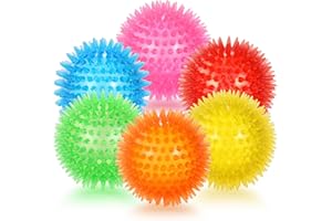 petizer Lot de 6 balles couinantes de 9 cm pour chien, balle à picots à mâcher, jouet flottant pour chien, jouets à lancer pour chiot en caoutchouc TPR à mâcher pour l'ennui, nettoyage des dents pour