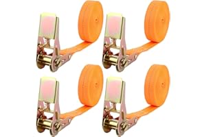 WOPPLXY Lot de 4 sangles d'arrimage à cliquet, 4 sangles de serrage de 800 kg, 8 m de long, sangle d'arrimage de 25 mm pour l'enlèvement des bagages, le chargement fixe, le camping