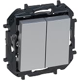 LEGRAND Dual Composite Switch 10AX, Nilo&eacute; Step, Aluminium, 398228B | 10AX Double Composable Switch or Switch for Recessed Ins