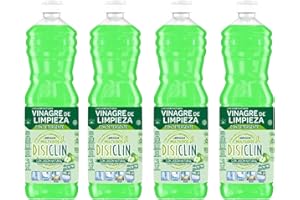 GOLOMINAS COMPANY Disiclin Vinagre de Limpieza con detergente Aroma Manzana 1L – Pack de 4 Botellas | Desengrasante Potente, Antical y Limpiador Eficaz para el Hogar, Ideal para Cocina y Superficies total 4L