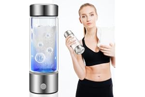 HuuppHip Portable Refillable Hydrogen Cup, Hydrogen Bottle with PEM and SPE Technology, 420ml Portable Water Hydrogen Generator, Glass